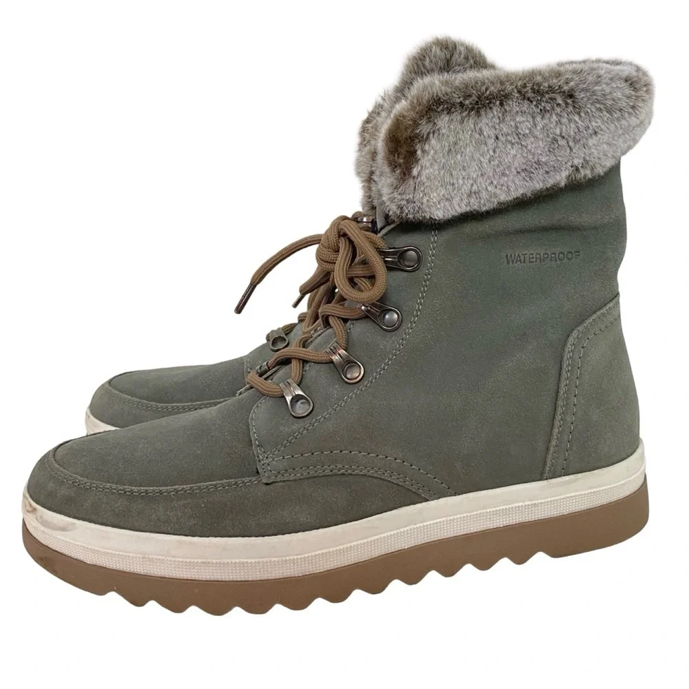 Storm By Cougar Boots Womens Size 10 Gray Waterproof Suede Fauxfur Melody